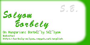 solyom borbely business card